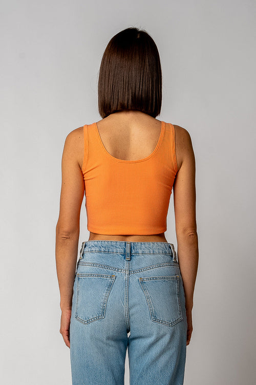 DAMEN GERIPPTES CROPPED TOP | PFIRSICHNEKTAR