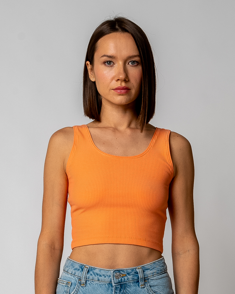 DAMEN GERIPPTES CROPPED TOP | PFIRSICHNEKTAR