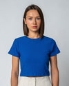 WOMEN'S RIBBED CROPPED T-SHIRT | COBALT BLUE