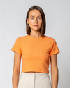 WOMEN'S RIBBED CROPPED T-SHIRT | PEACH NECTAR