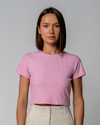 WOMEN'S RIBBED CROPPED T-SHIRT | PASTEL LILAC