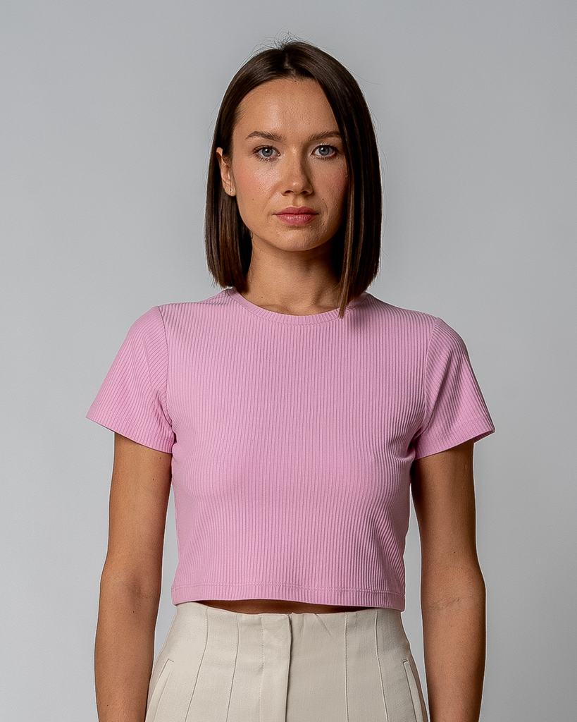 DAMEN GERIPPTES CROPPED T-SHIRT | PASTELLFLIEDER