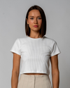 DAMEN GERIPPTES CROPPED T-SHIRT | WEISS