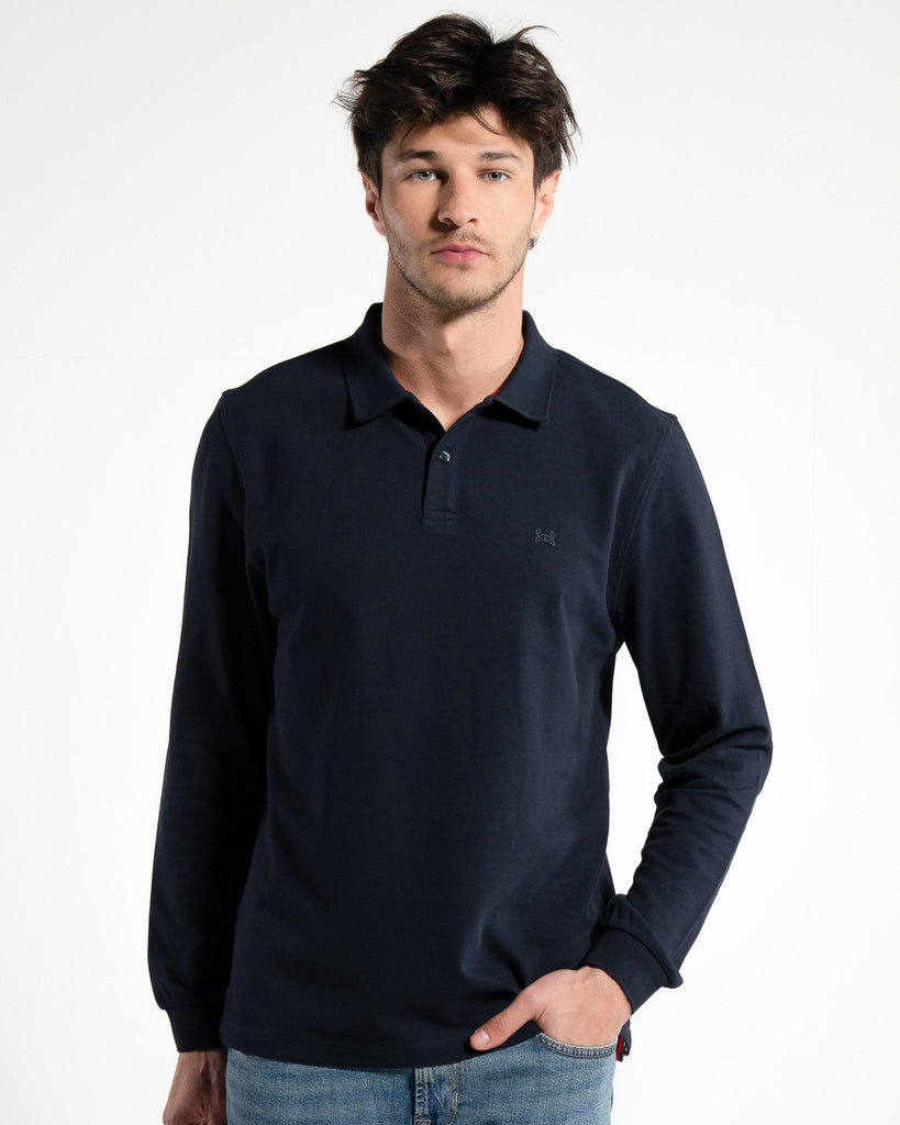 HERREN LANGARM POLOSHIRT | NAVY