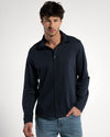 HERREN PIQUÉ-LANGARMHEMD | NAVY