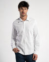 MEN'S PIQUÉ LONG-SLEEVED SHIRT | WHITE