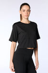 T1116-01 | Damen Cropped Shirt - Schwarz