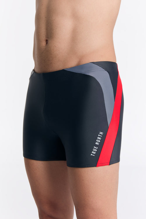 T8231-47 | Men's Trunk Swim Shorts – Sustainable, ECONYL®, Quick-Drying - Black-Red