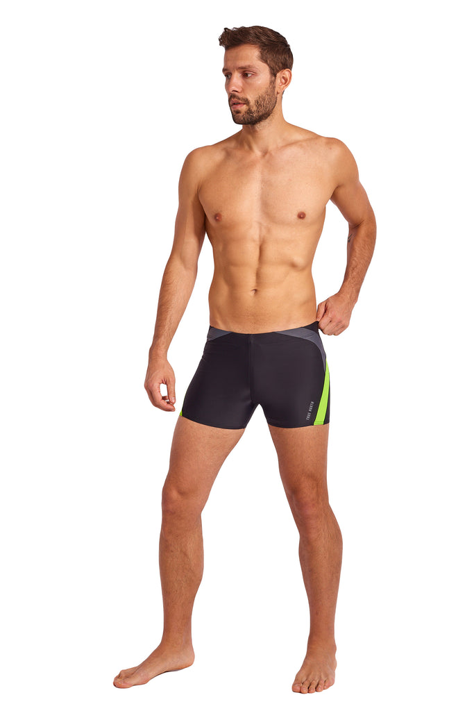 T8231-48 | Herren Trunk Badehose - Schwarz-Gelb