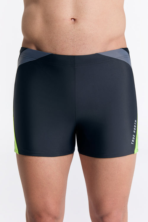 T8231-48 | Men's Trunk Swim Shorts – Sustainable, ECONYL®, Quick-Drying - Black-Yellow