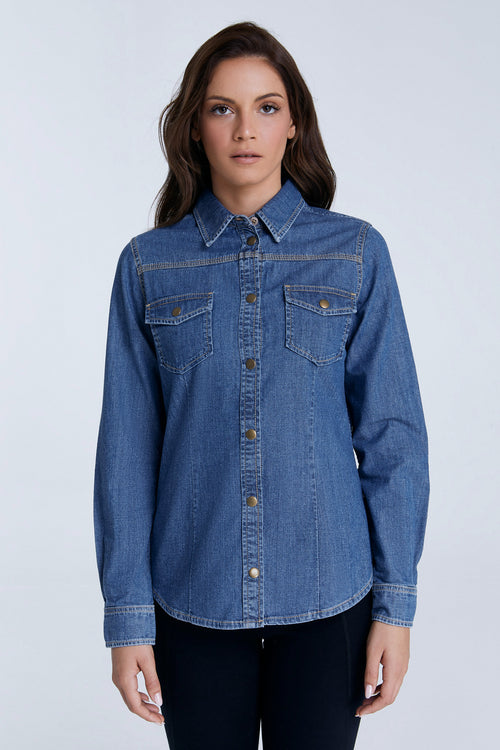 WA5022-311 | Women's Denim Shirt - Crystal Blue 