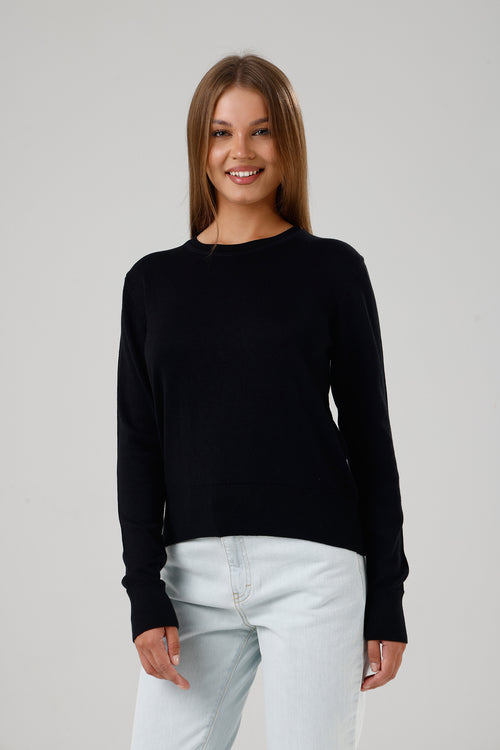 G152501-103 W's Crew Neck Jumper Schwarz 1