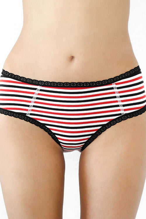 1131-15 | Women Hipster with lace - Off-White-Red-Black