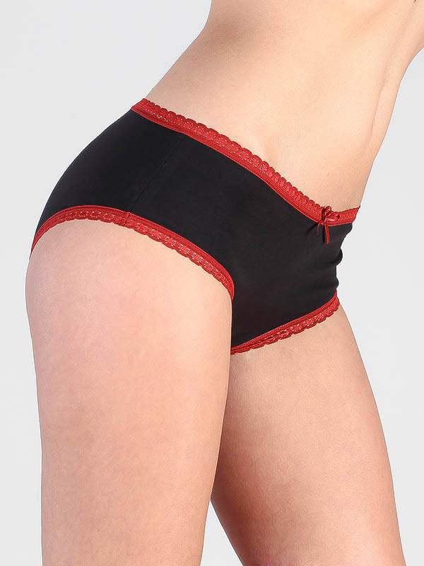 1132-01 | Damen Hipster mit Spitze - Schwarz