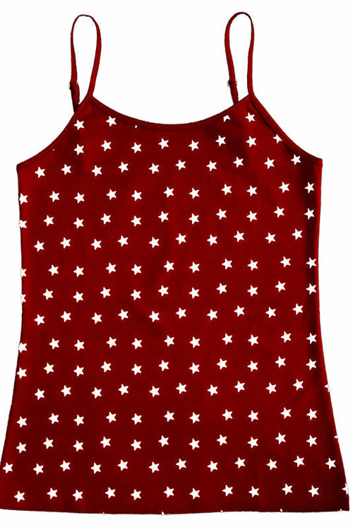 1212-02 | Women Top with spaghetti straps stretch - Dark Red