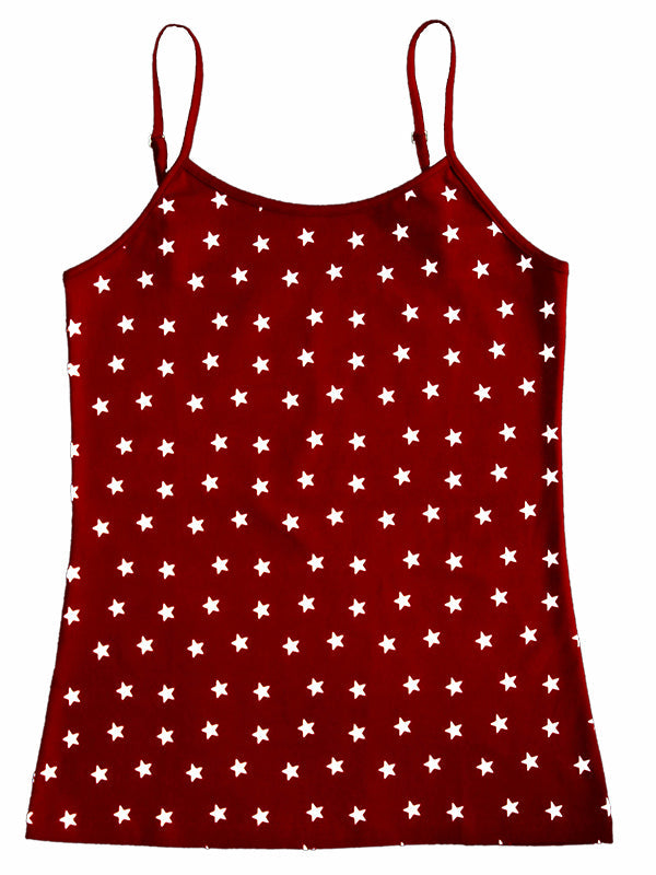 1212-02 | Women Top with spaghetti straps stretch - Dark Red