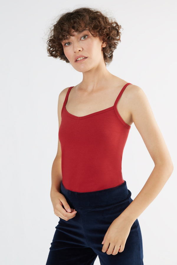1216-024 | Women Top with spaghetti straps stretch - Red