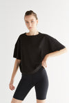 1220-021 | Damen Flammé lockeres T-Shirt - Schwarz