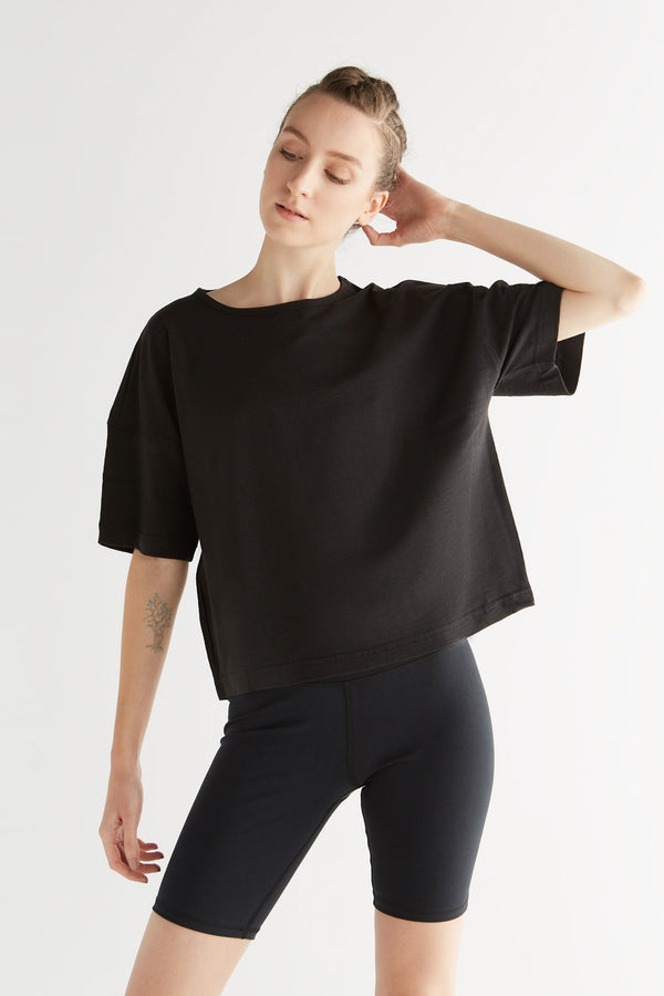 1220-021 | Women Flammé loose-fit T-Shirt - Black