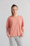 1220-053 | Damen Flammé lockeres T-Shirt - Lachsrot