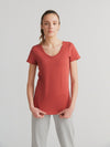 1223-052 | Damen Flammé V-Neck T-Shirt - Terracotta