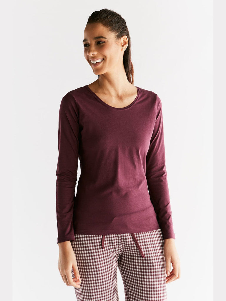 1251-02 | Damen Langarmshirt - Aubergine