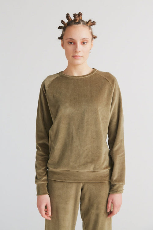1277-041 | Women Velvet Sweatshirt - Olive