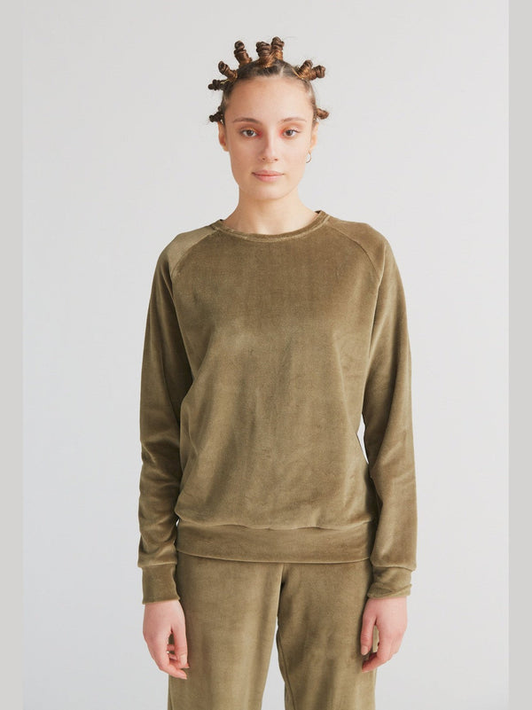 1277-041 | Women Velvet Sweatshirt - Olive