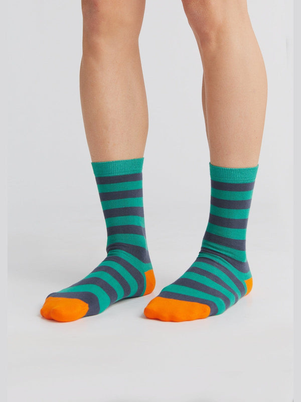 1319 | Unisex Socks (6-Pack) - Green-Dark Blue-Orange