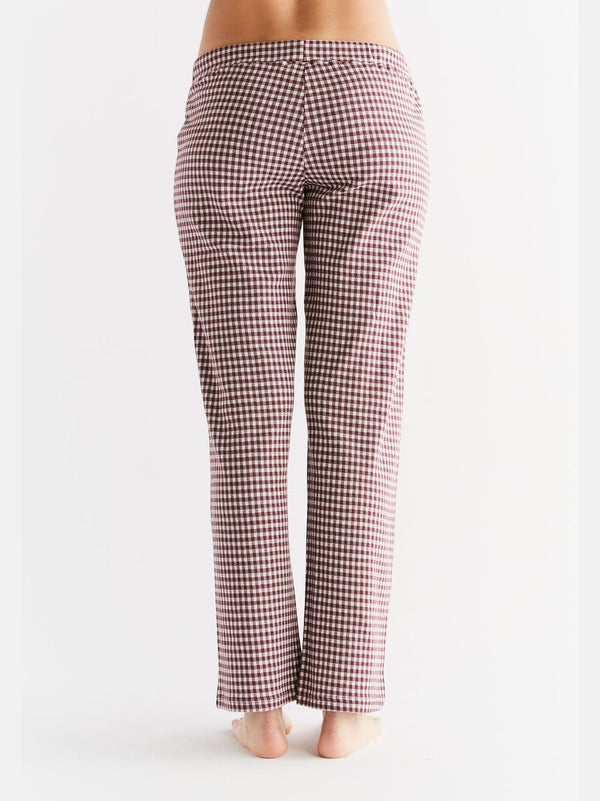 1455-01 |  Women Homewear Trouser checked - Eggplant-Natural