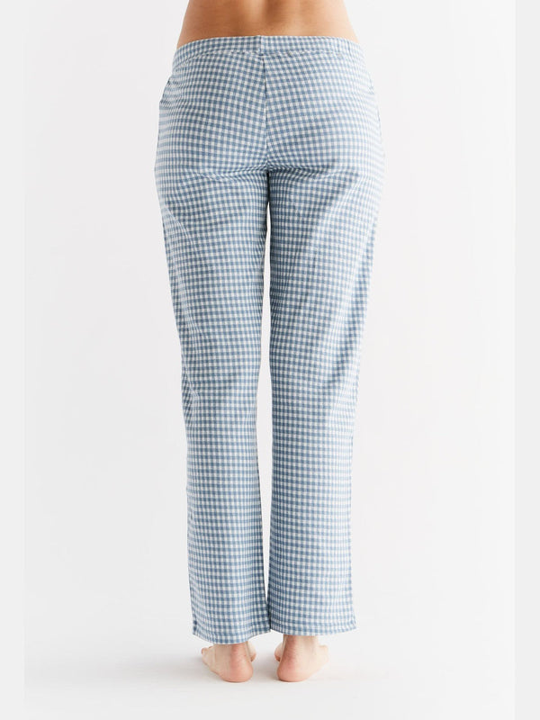 1455-03 | Women Homewear Trouser checked -Denimblue-Natural