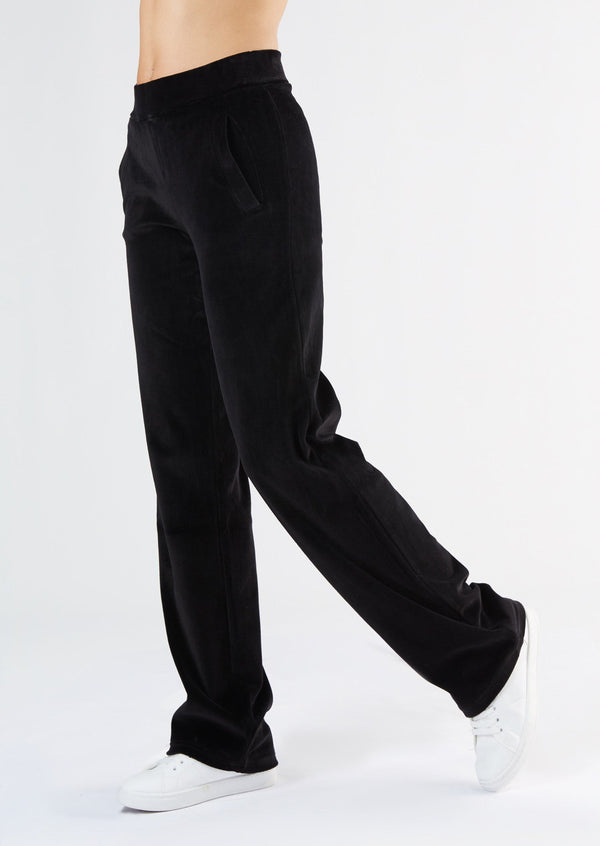 1464-01 | Women Straight Leg Velvet Pant - Black