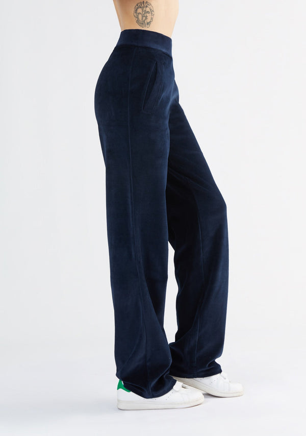 1464-02 | Women Straight Leg Velvet Pant - Night blue