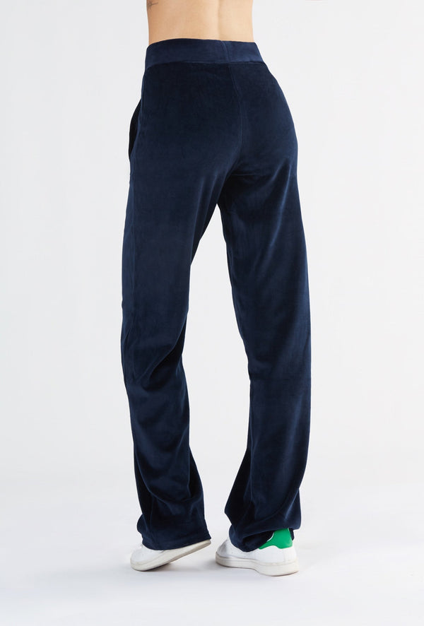 1464-02 | Women Straight Leg Velvet Pant - Night blue