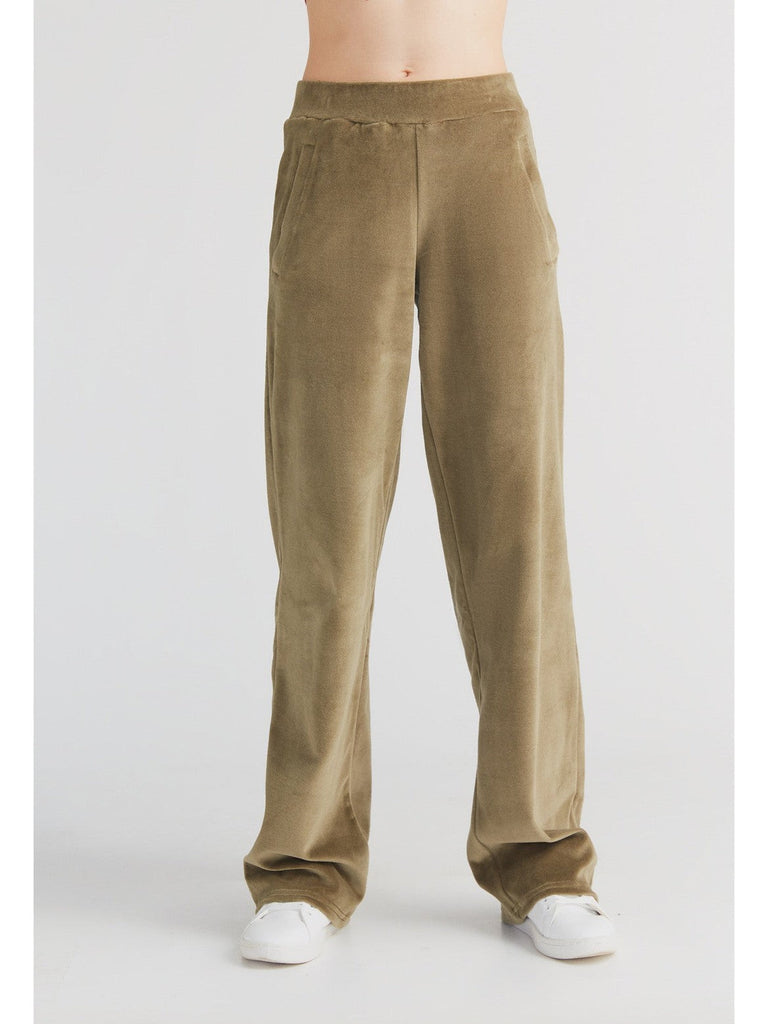 1464-041 | Women Straight Leg Velvet Pant - Oliv