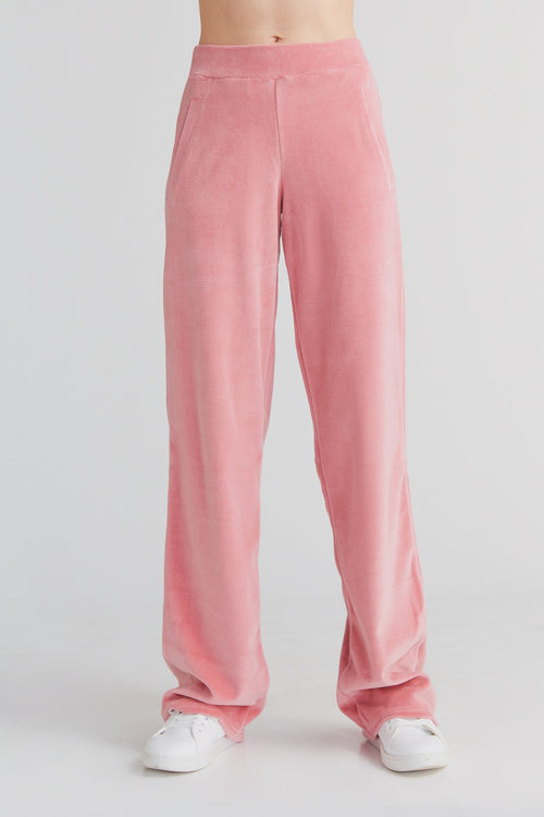 1464-042 | Women Straight Leg Velvet Pant - Rosy