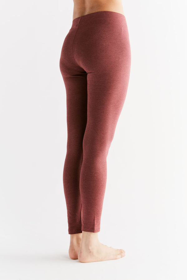 1611-062 | Women Leggings cotton jersey - Rust Red/Café
