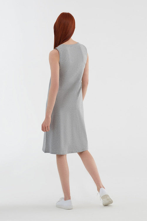 1732-02 | Sleeveless Dress - Grey-Melange