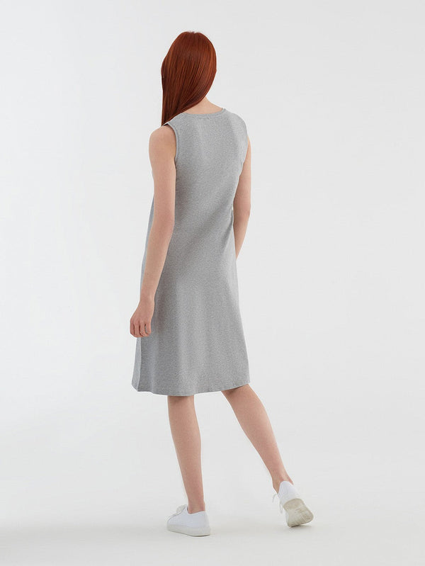 1732-02 | Sleeveless Dress - Grey-Melange