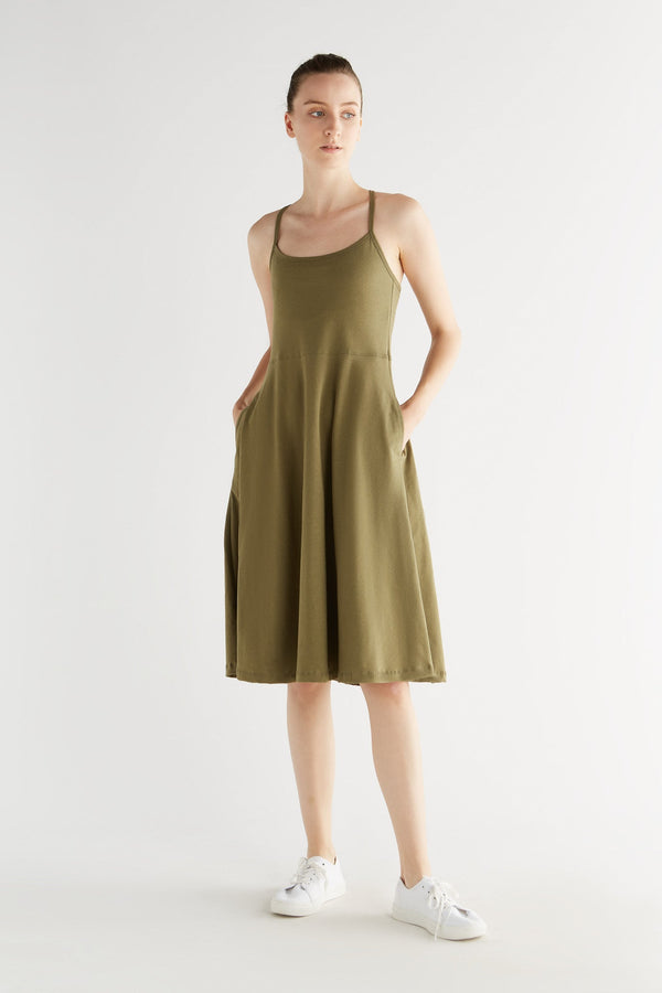 1734-041 | Spaghetti Straps Dress - Olive