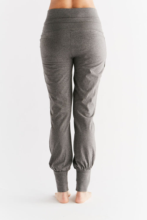 1811-01 | Damen Yogahose mit Umschlagbund - Anthrazit-Melange