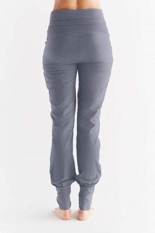 1811-02 | Damen Yogahose mit Umschlagbund - Navy-Melange