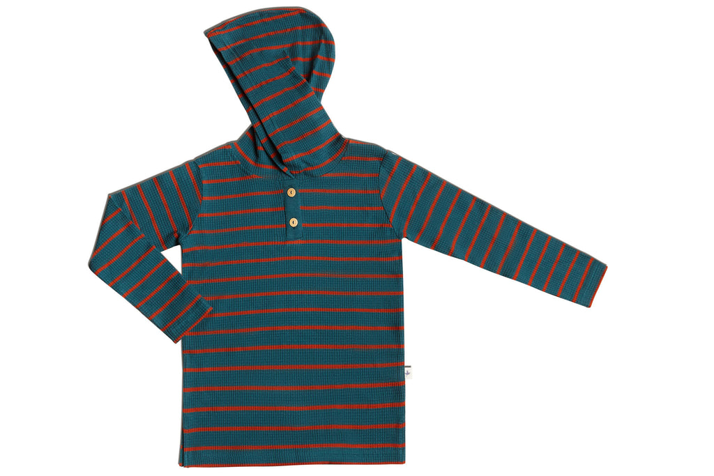 2058 WS | Baby Waffle Knit Hoodie - Fir/Tabasco