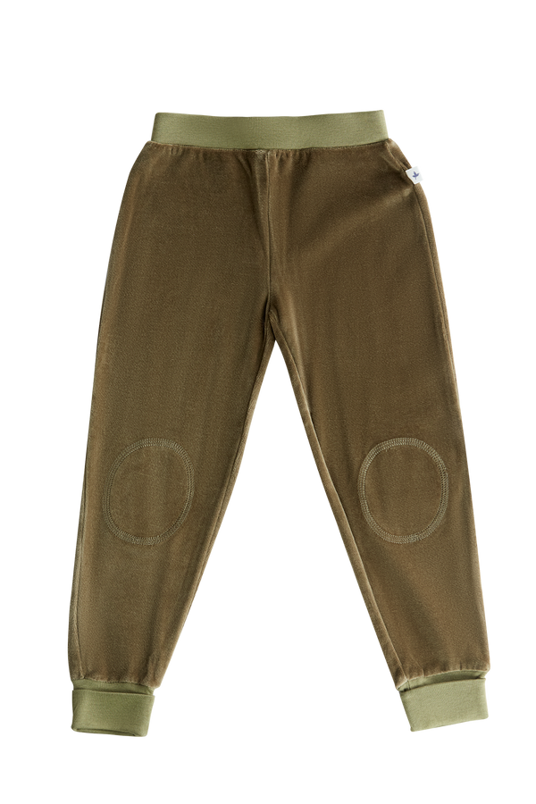 2157 OL | Kids Velvet Pant with narrow waistband - Olivgreen