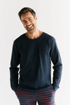 2208-061 | Waffel Strick Herren Langarmshirt - Indigo