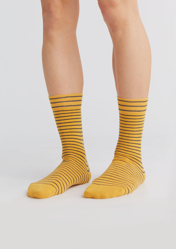 2308 | Stockings - Mustard yellow/Indigo