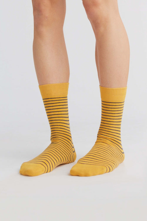 2308 | Stockings - Mustard yellow/Indigo