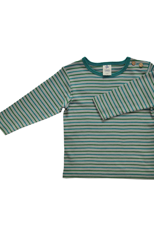 2430 | Baby Basic Langarmshirt - Hellgrau-Ozeanblau-Moosgrün