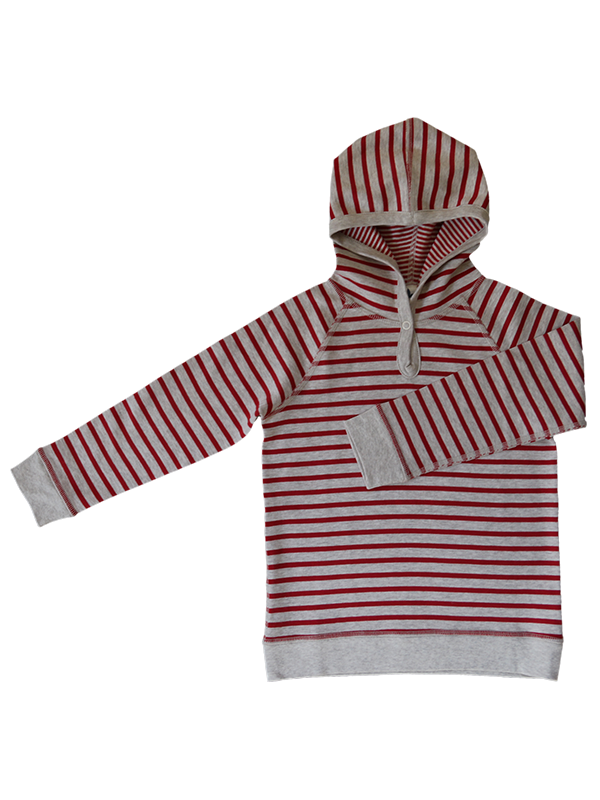 2463 | Baby Hoodie reversible - Grey/Brick-Red