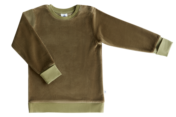 2477 OL | Baby Velvet Sweatshirt - Olivgreen
